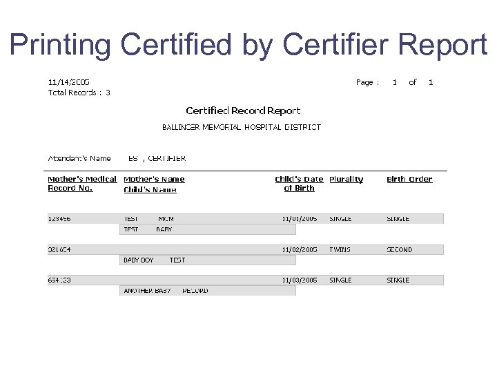 Printing Certified by Certifier Report 