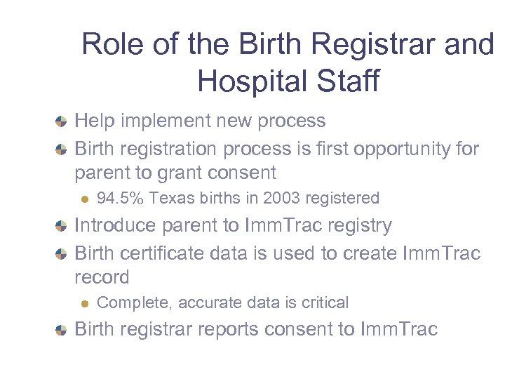 Role of the Birth Registrar and Hospital Staff Help implement new process Birth registration