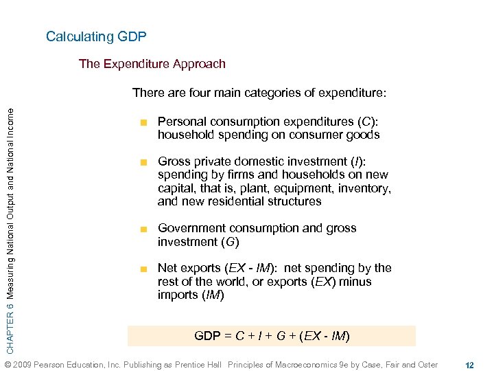 Calculating GDP The Expenditure Approach CHAPTER 6 Measuring National Output and National Income There