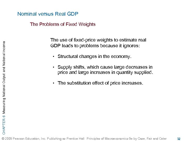 Nominal versus Real GDP CHAPTER 6 Measuring National Output and National Income The Problems