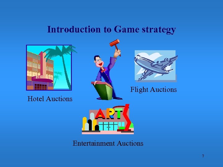 Introduction to Game strategy Flight Auctions Hotel Auctions Entertainment Auctions 7 