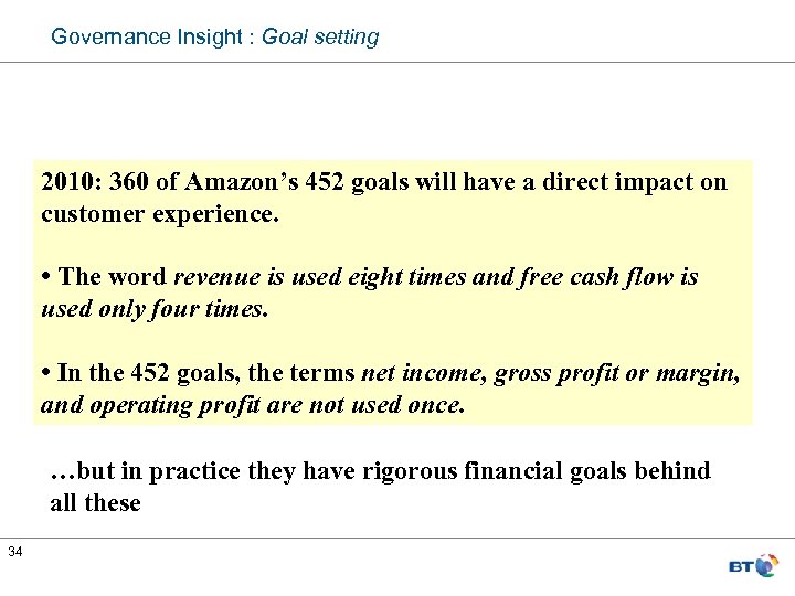 Governance Insight : Goal setting 2010: 360 of Amazon’s 452 goals will have a