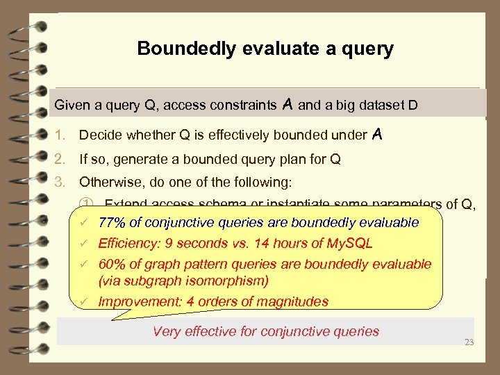 Boundedly evaluate a query Given a query Q, access constraints A and a big