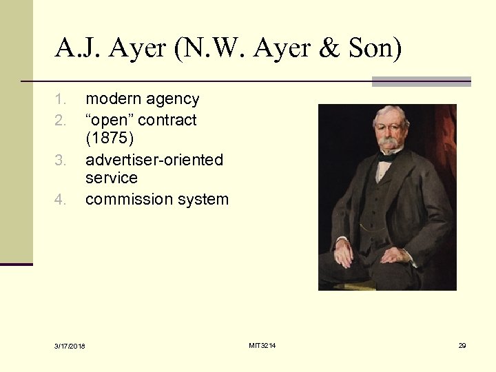 A. J. Ayer (N. W. Ayer & Son) 1. 2. 3. 4. 3/17/2018 modern