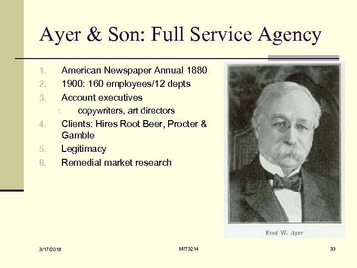 Ayer & Son: Full Service Agency American Newspaper Annual 1880 1900: 160 employees/12 depts