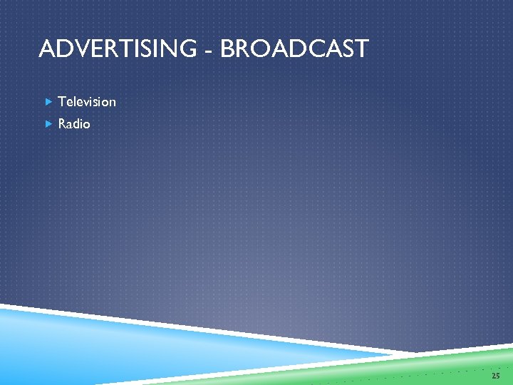 ADVERTISING - BROADCAST Television Radio 25 