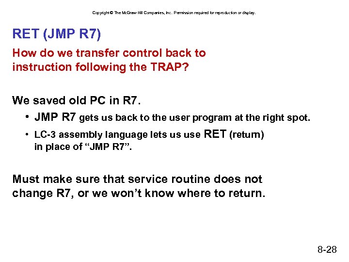 Copyright © The Mc. Graw-Hill Companies, Inc. Permission required for reproduction or display. RET