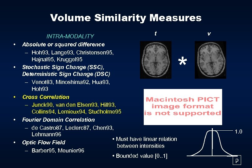 Volume Similarity Measures t • • • INTRA-MODALITY Absolute or squared difference – Hoh