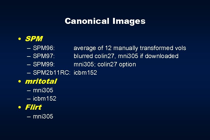 Canonical Images • SPM – – SPM 96: SPM 97: SPM 99: SPM 2