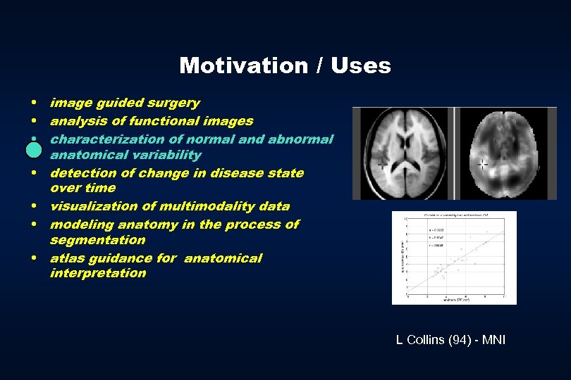 Motivation / Uses • image guided surgery • analysis of functional images • characterization