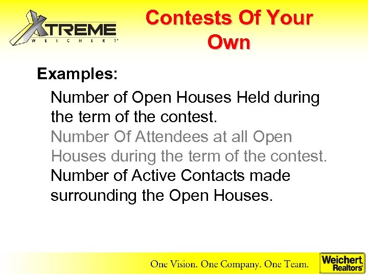 Contests Of Your Own Examples: Number of Open Houses Held during the term of