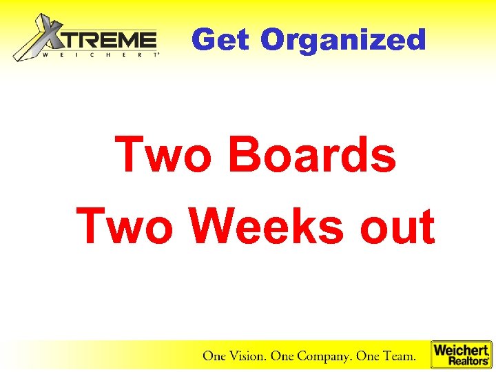 Get Organized Two Boards Two Weeks out 