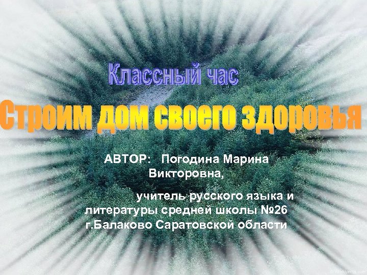 АВТОР: Погодина Марина Викторовна, учитель русского языка и литературы средней школы № 26 г.