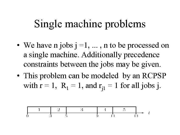 Single machine problems • We have n jobs j =1, . . . ,