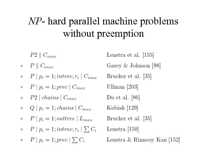 NP- hard parallel machine problems without preemption 