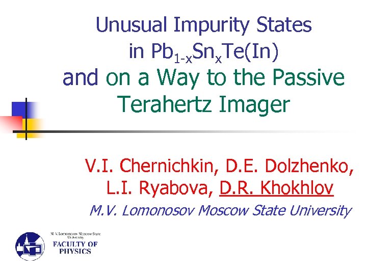 Unusual Impurity States in Pb 1 -x. Snx. Te(In) and on a Way to