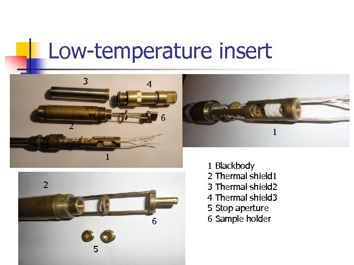 Low-temperature insert 3 4 6 2 1 1 2 6 5 1 2 3