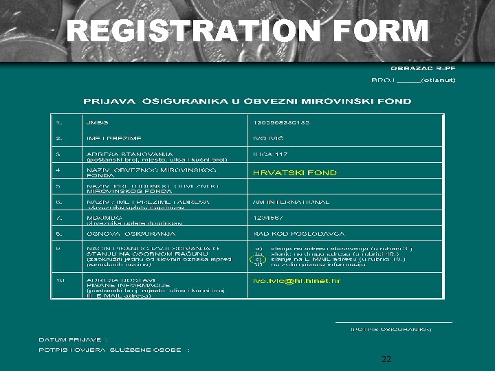 REGISTRATION FORM 22 