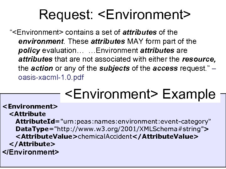 Request: <Environment> “<Environment> contains a set of attributes of the environment. These attributes MAY