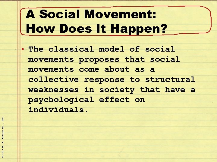 A Social Movement: How Does It Happen? © 2011 W. W. Norton Co. ,