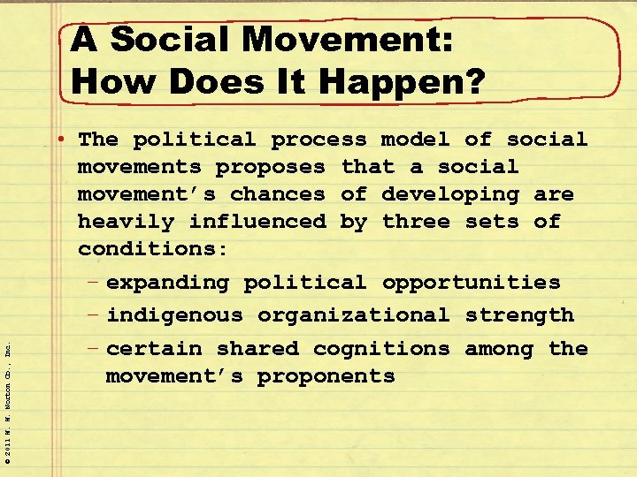 © 2011 W. W. Norton Co. , Inc. A Social Movement: How Does It