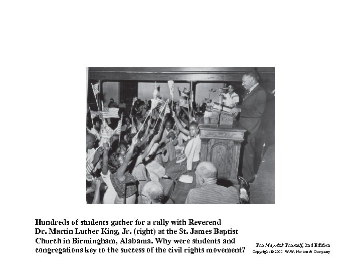 Hundreds of students gather for a rally with Reverend Dr. Martin Luther King, Jr.