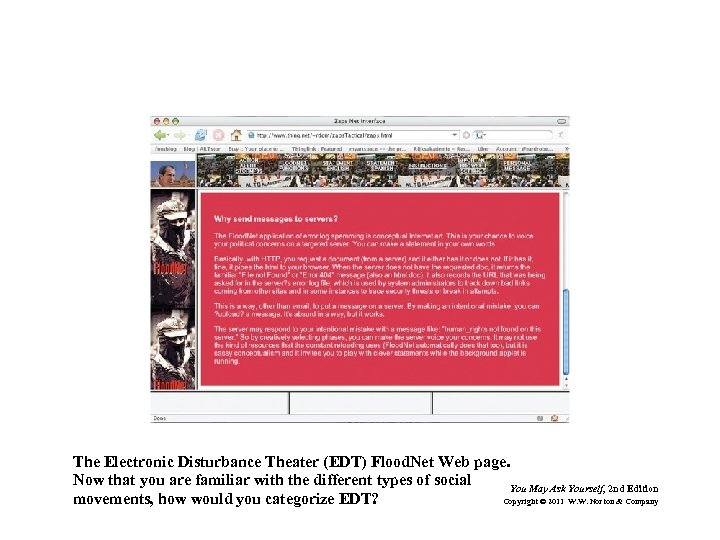 The Electronic Disturbance Theater (EDT) Flood. Net Web page. Now that you are familiar