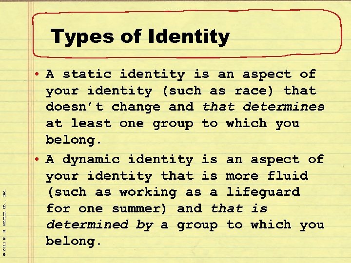© 2011 W. W. Norton Co. , Inc. Types of Identity • A static