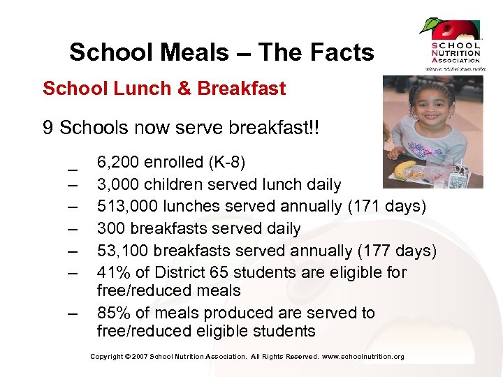 School Meals – The Facts School Lunch & Breakfast 9 Schools now serve breakfast!!