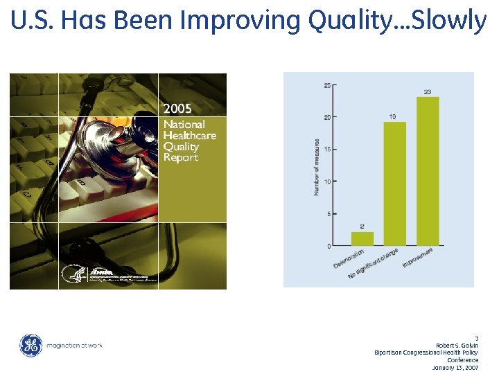 U. S. Has Been Improving Quality…Slowly 3 Robert S. Galvin Bipartisan Congressional Health Policy
