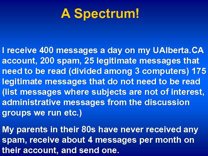 A Spectrum! I receive 400 messages a day on my UAlberta. CA account, 200