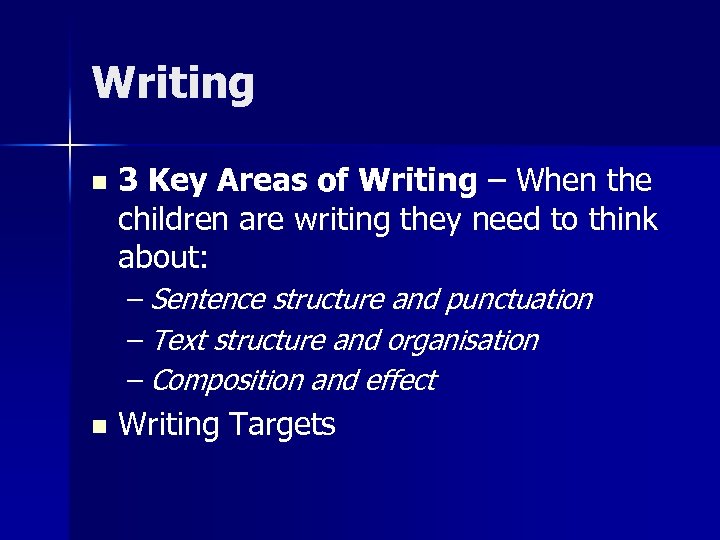 Writing n 3 Key Areas of Writing – When the children are writing they