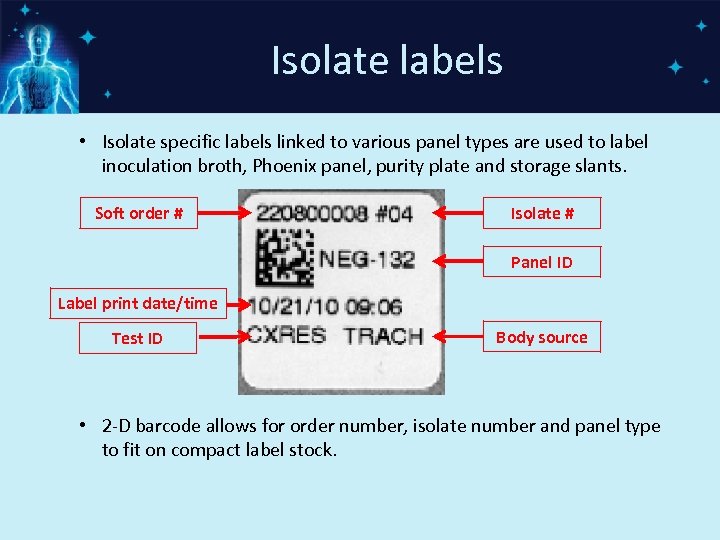 Isolate labels • Isolate specific labels linked to various panel types are used to