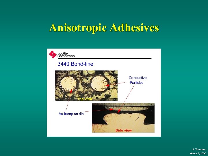 Anisotropic Adhesives R. Thompson March 2, 2000 