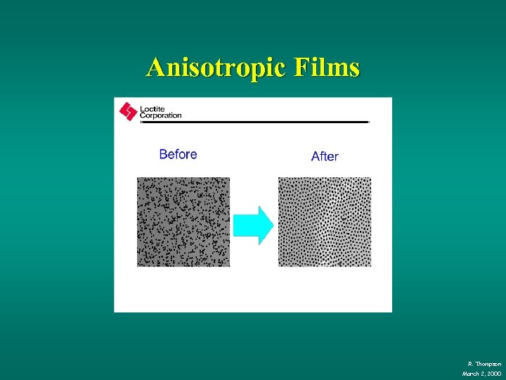 Anisotropic Films R. Thompson March 2, 2000 