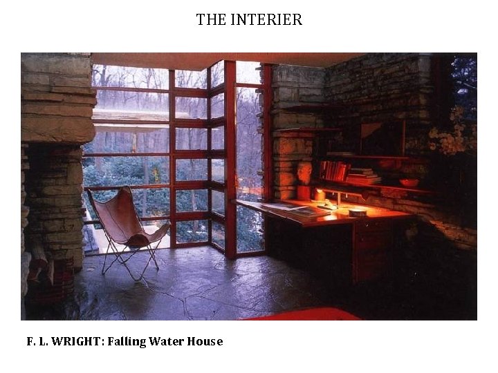 THE INTERIER F. L. WRIGHT: Falling Water House 