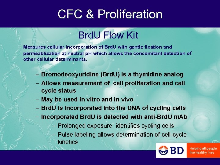 CFC & Proliferation Brd. U Flow Kit Measures cellular incorporation of Brd. U with