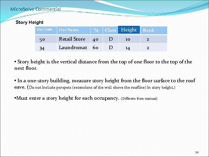 Micro. Solve Commercial Story Height Occ Code Occ Name % Height Class Height Rank