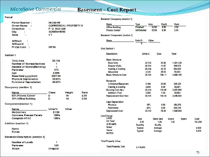 Micro. Solve Commercial Basement – Cost Report 75 
