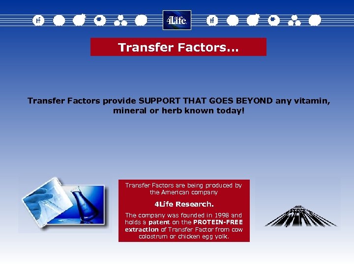 Transfer Factors… Transfer Factors provide SUPPORT THAT GOES BEYOND any vitamin, mineral or herb