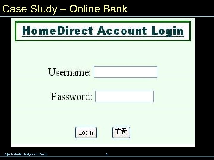 Case Study – Online Bank Object Oriented Analysis and Design 64 