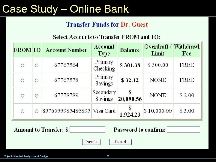 Case Study – Online Bank Object Oriented Analysis and Design 67 