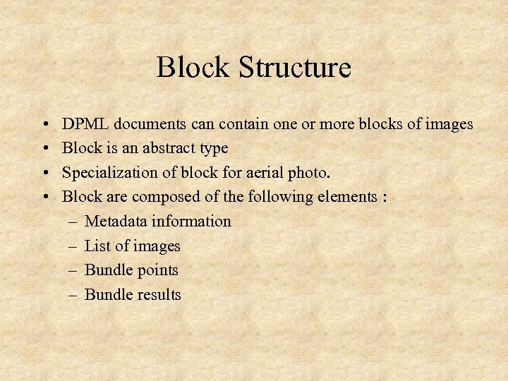 Block Structure • • DPML documents can contain one or more blocks of images