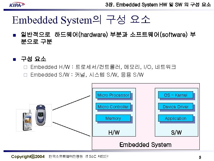 3장. Embedded System HW 및 SW 의 구성 요소 Embedded System의 구성 요소 n