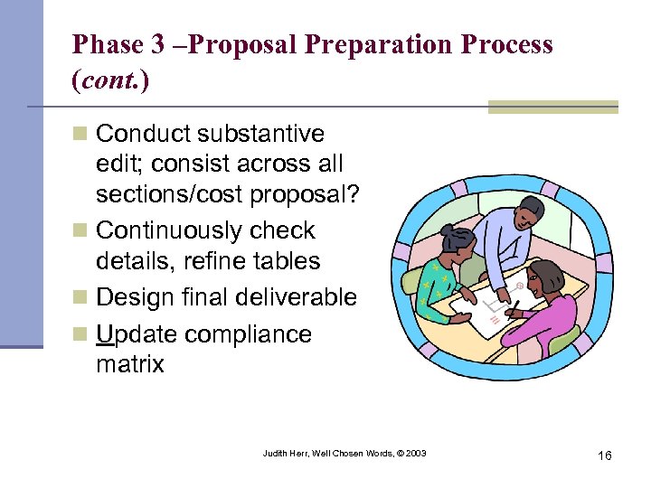 Phase 3 –Proposal Preparation Process (cont. ) n Conduct substantive edit; consist across all