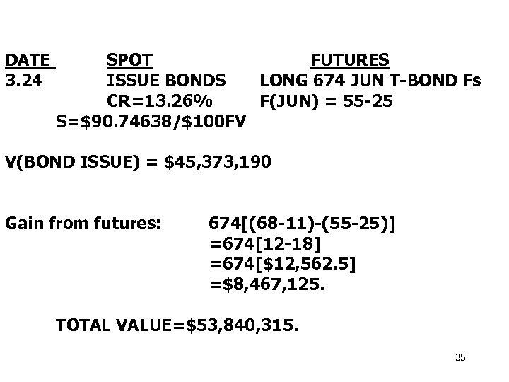 DATE 3. 24 SPOT FUTURES ISSUE BONDS LONG 674 JUN T-BOND Fs CR=13. 26%