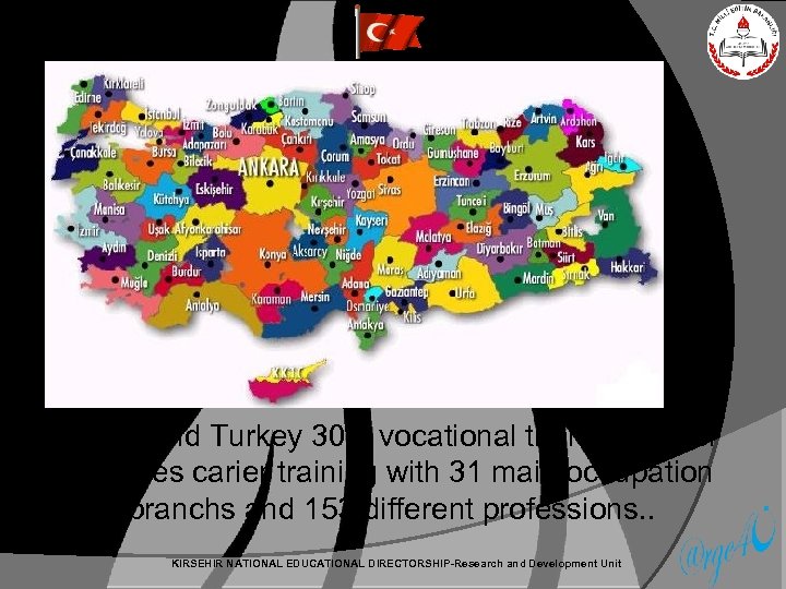 All around Turkey 307 vocational training center provides carier training with 31 main occupation