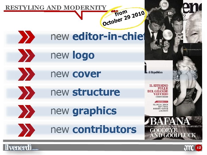 RESTYLING AND MODERNITY from 2010 29 ber Octo new editor-in-chief new logo new cover