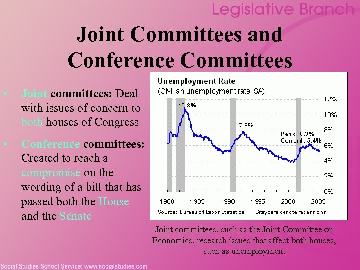 Joint Committees and Conference Committees • Joint committees: Deal with issues of concern to