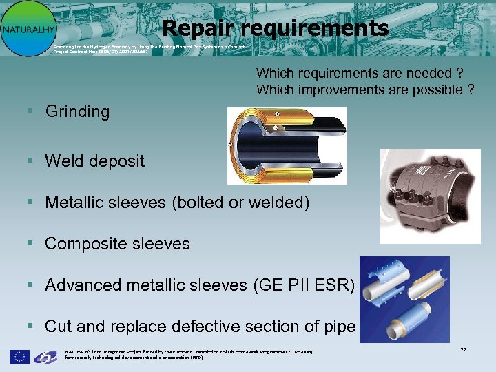 Repair requirements Preparing for the Hydrogen Economy by Using the Existing Natural Gas System